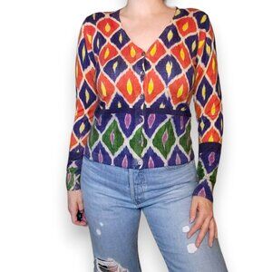 In Bed With You Multicolor 100% Merino Wool Ikat Jumper Cardigan
